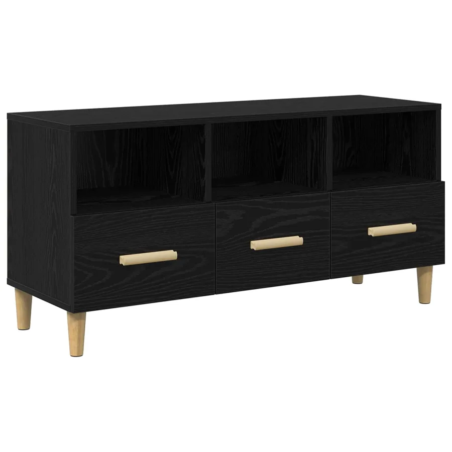 Meuble TV Chêne noir 102 x 36 x 50 cm Bois d'ingénierie - 2