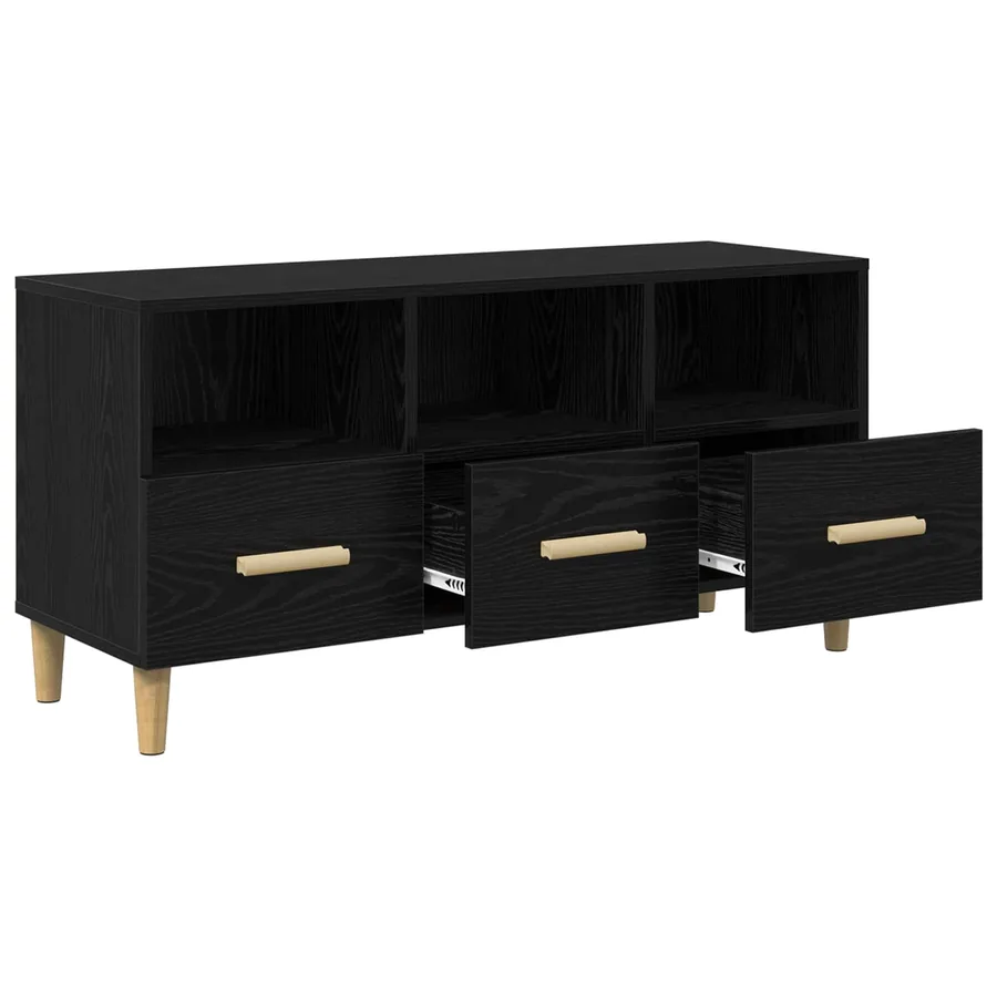 Meuble TV Chêne noir 102 x 36 x 50 cm Bois d'ingénierie - 6