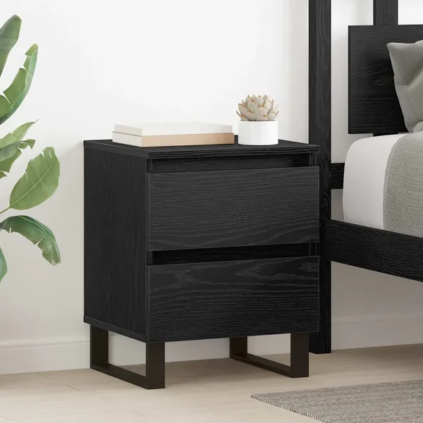 Cabinet de chevet avec tiroir 2 pcs Chêne noir 40 x 35 x 50 cm