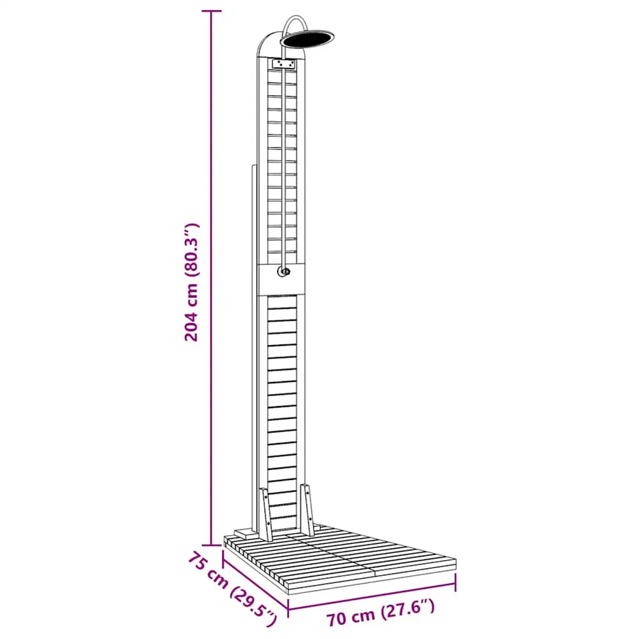 Douche de jardin teck massif 70x75x204 cm - 9