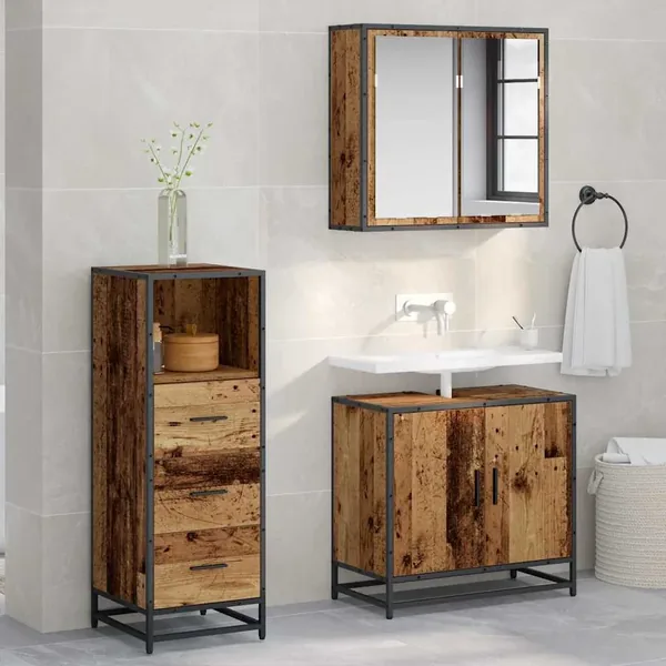 Ensemble de mobilier de salle de bain avec tiroir Bois Ancien