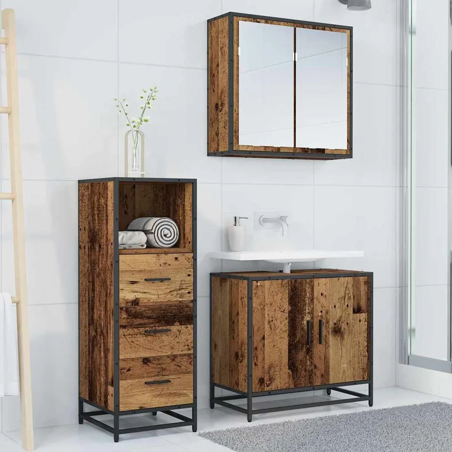 Ensemble de mobilier de salle de bain avec tiroir Bois Ancien - 4