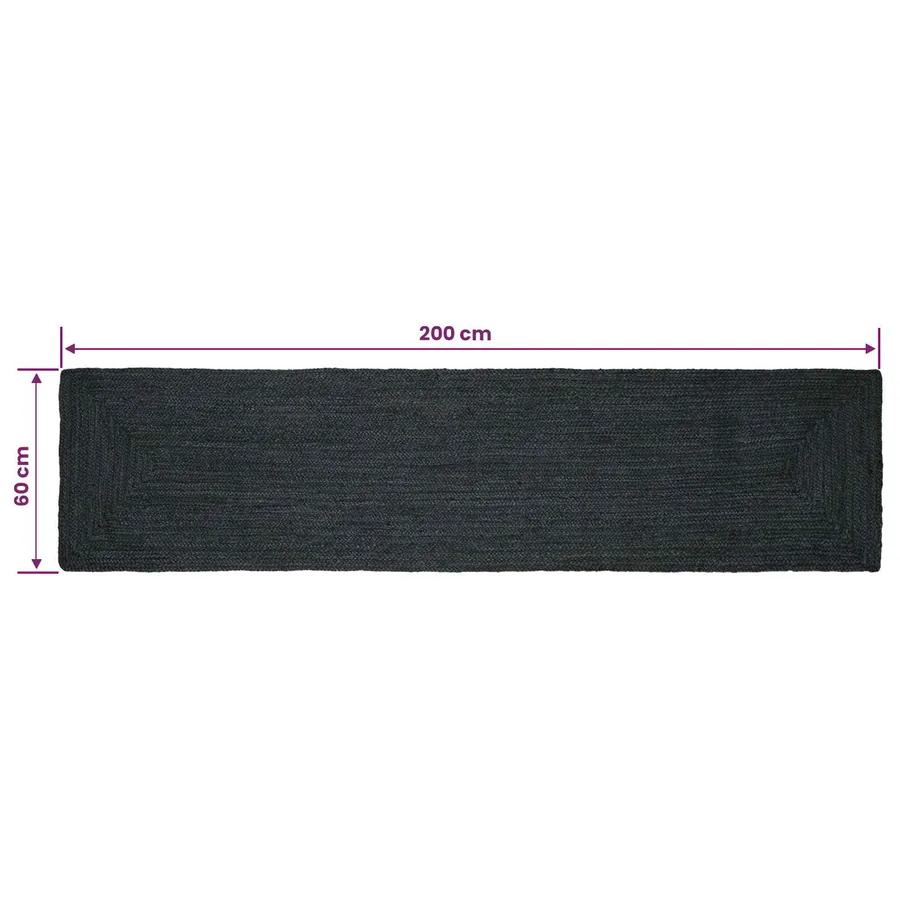Tapis de surface Rectangulaire Gris foncé 60 x 200 cm Jute - 8