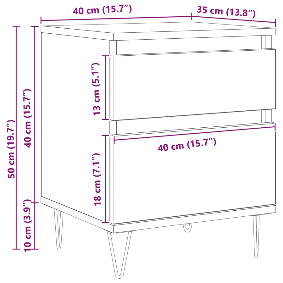 Armoire de lit Chêne noir 40 x 35 x 50 cm Bois d'ingénierie - 11