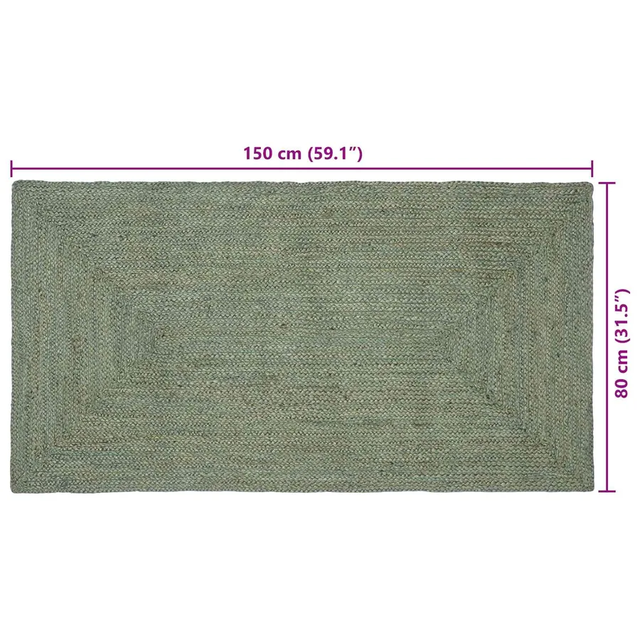 Tapis de surface Rectangulaire Vert olive 80 x 150 cm Jute - 6
