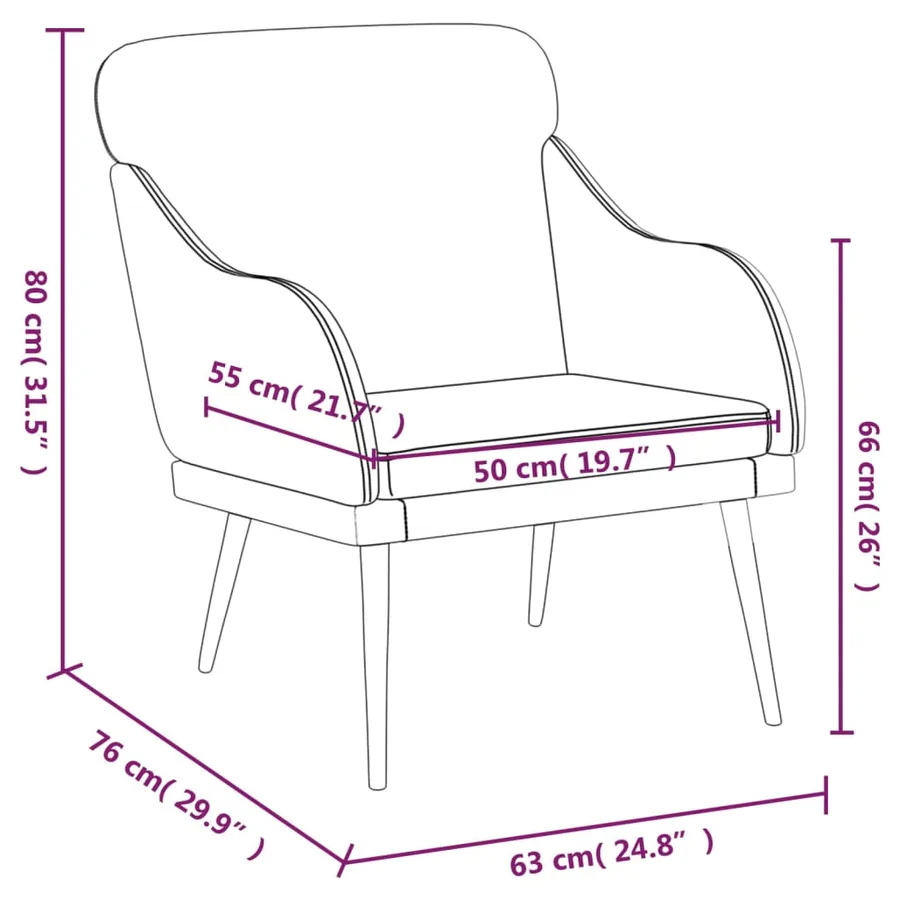 Fauteuil Bordeaux 63x76x80 cm Similicuir - 8
