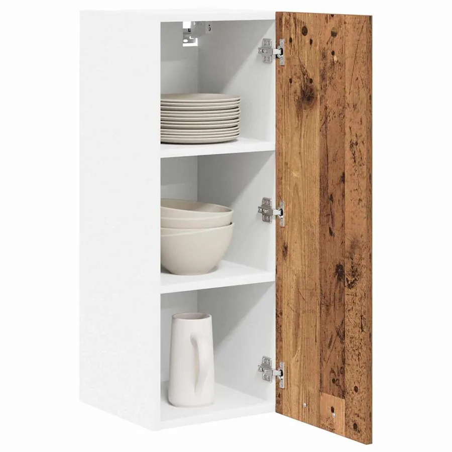 Armoire suspendue 2 pcs Bois ancien et Blanc 30 x 31 x 80 cm - 3