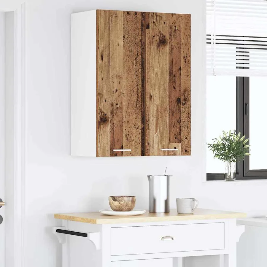 Armoire suspendue 2 pcs Bois ancien et Blanc 30 x 31 x 80 cm - 4