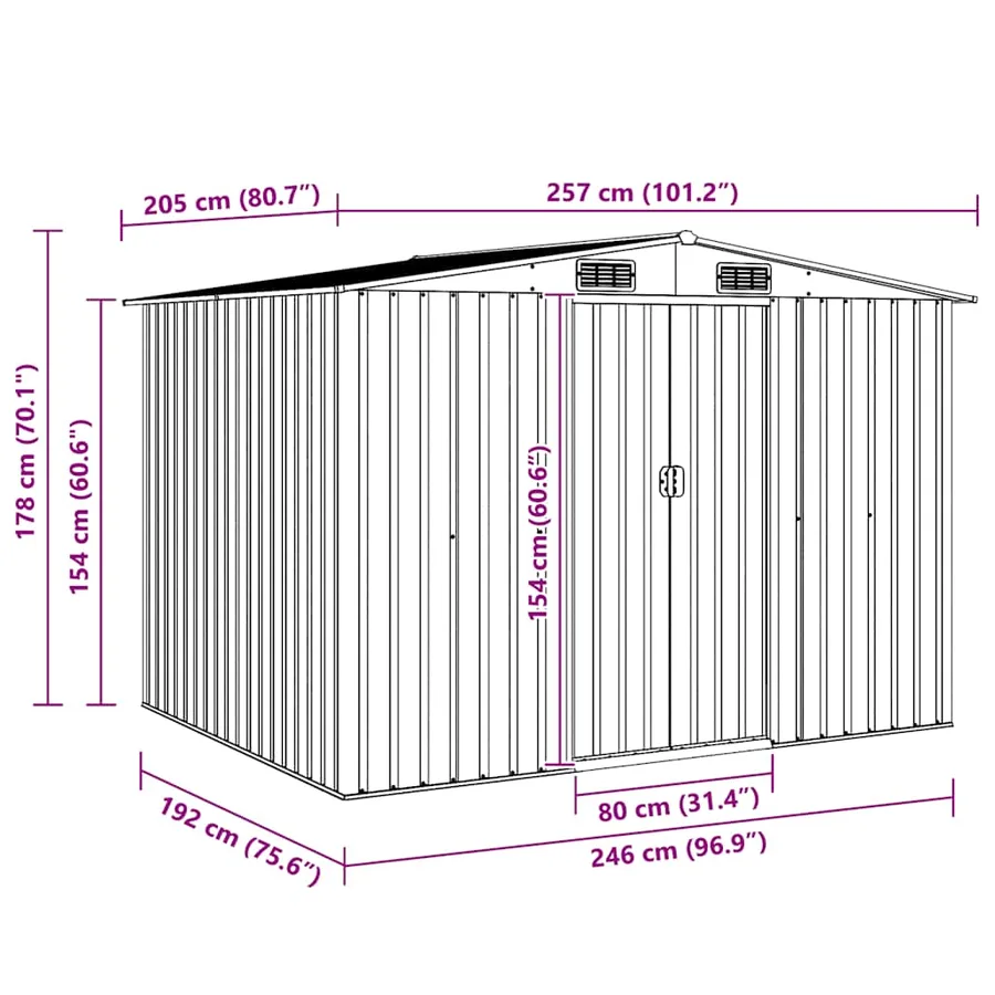 Abri de stockage pour jardin Marron 257x205x178 cm Acier - 10