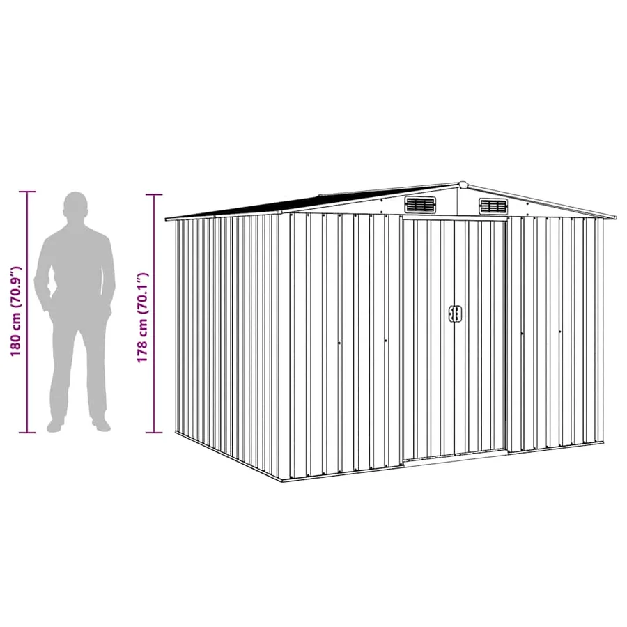 Abri de stockage pour jardin Marron 257x205x178 cm Acier - 11