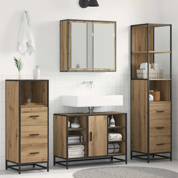 Ensemble de mobilier de salle de bain 3 pc Chêne artisanal