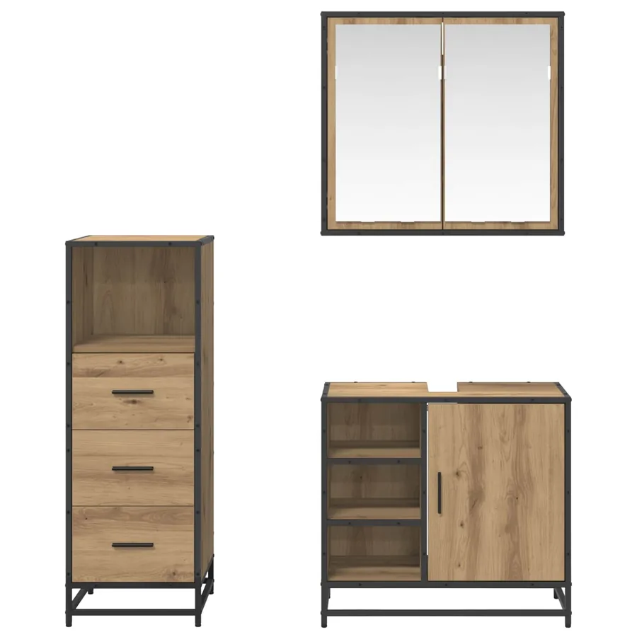 Ensemble de mobilier de salle de bain 3 pc Chêne artisanal - 3