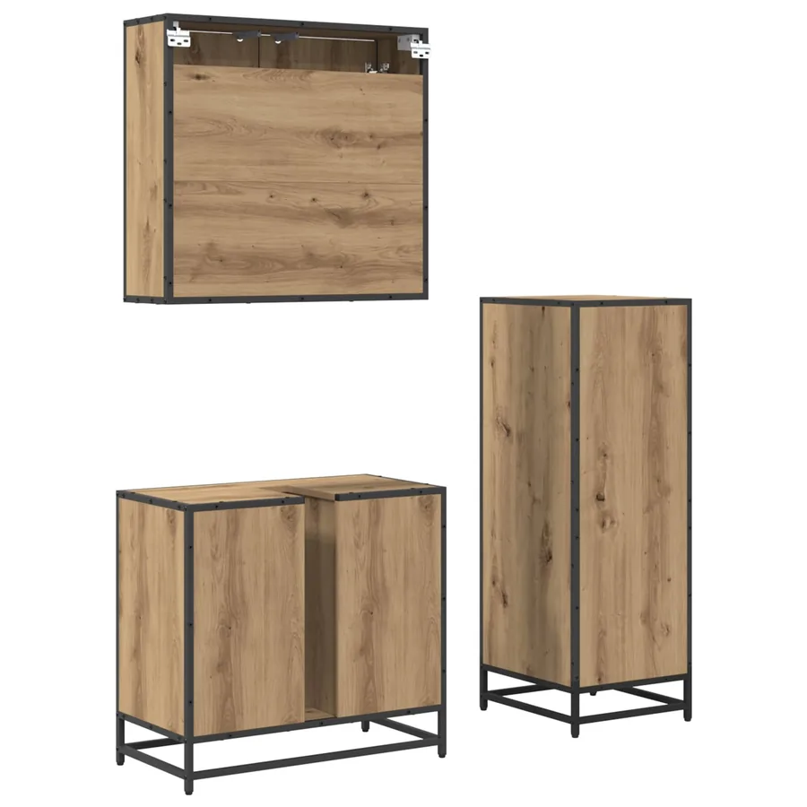 Ensemble de mobilier de salle de bain 3 pc Chêne artisanal - 4