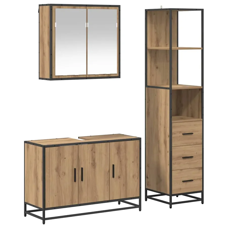 Ensemble de mobilier de salle de bain 3 pc Chêne artisanal - 2