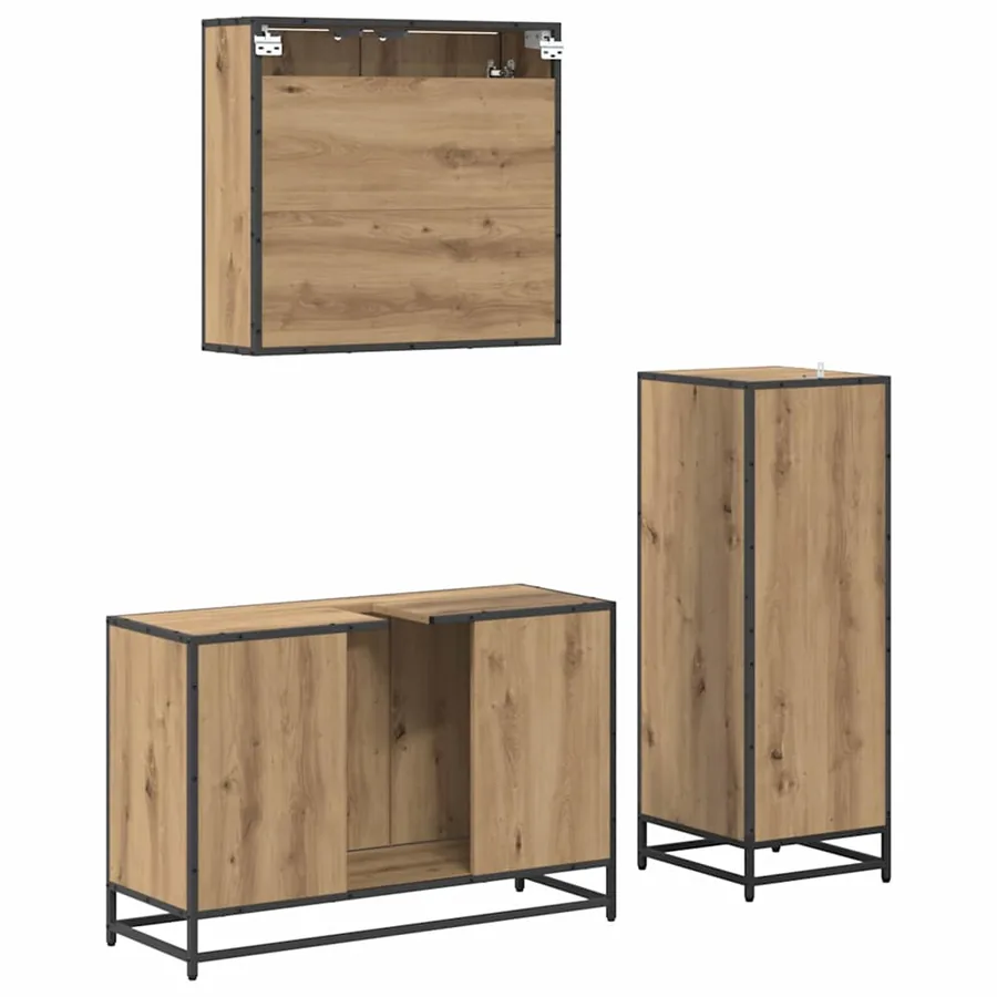 Ensemble de mobilier de salle de bain 3 pc Chêne artisanal - 9