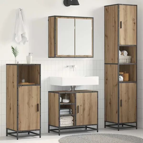 Ensemble de mobilier de salle de bain 4 pc Chêne artisanal