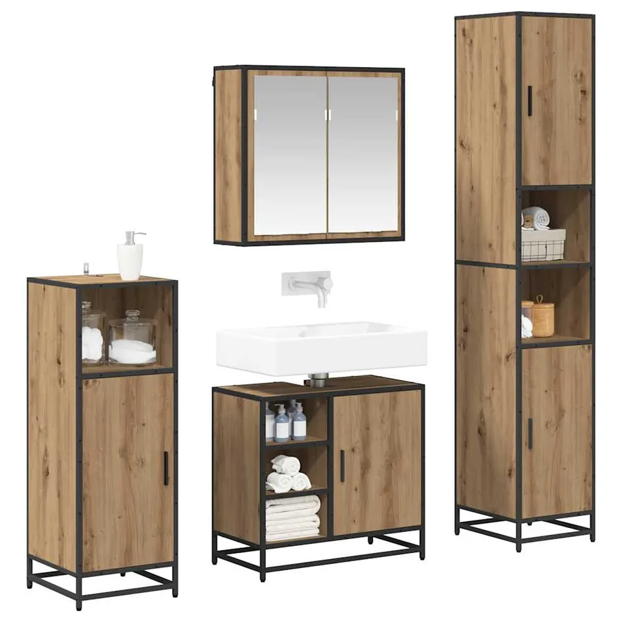 Ensemble de mobilier de salle de bain 4 pc Chêne artisanal - 3