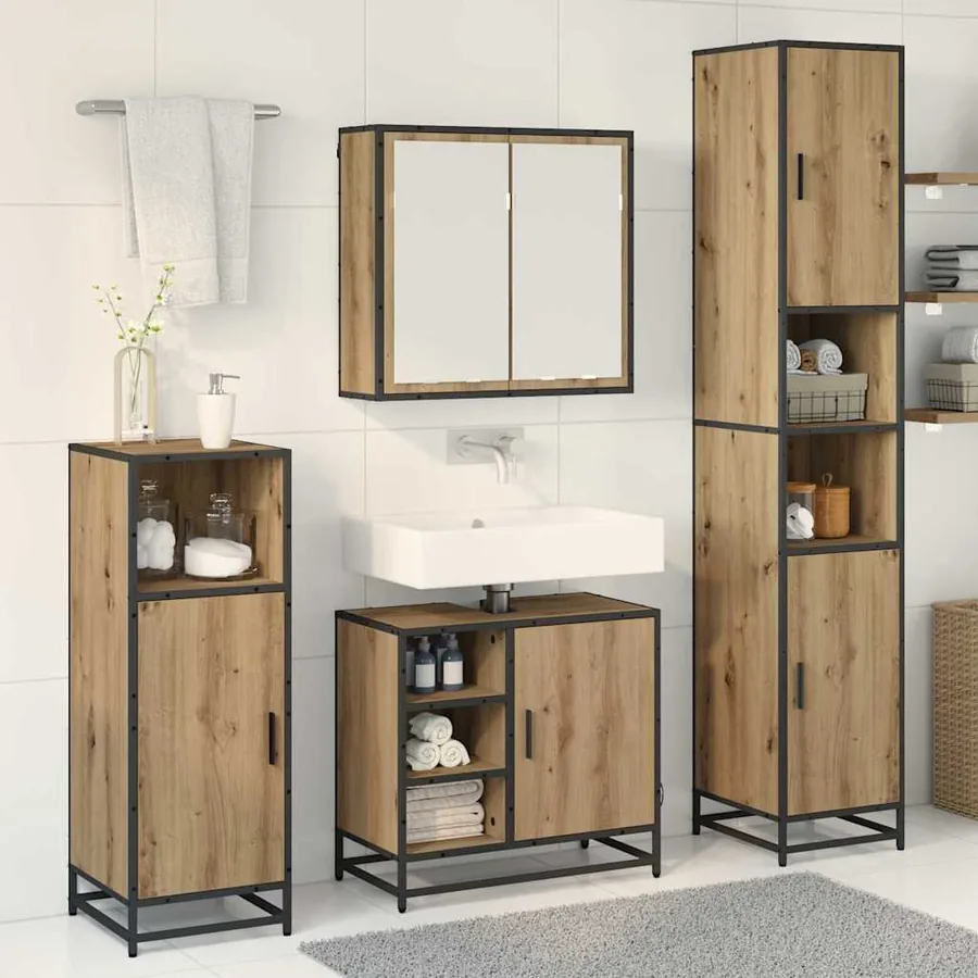 Ensemble de mobilier de salle de bain 4 pc Chêne artisanal - 4