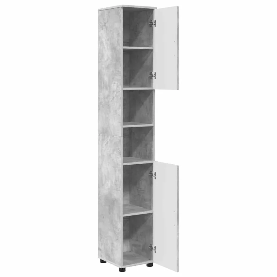 Cabinet de salle de bain avec porte Gris béton 30 x 35 x 192 cm - 5