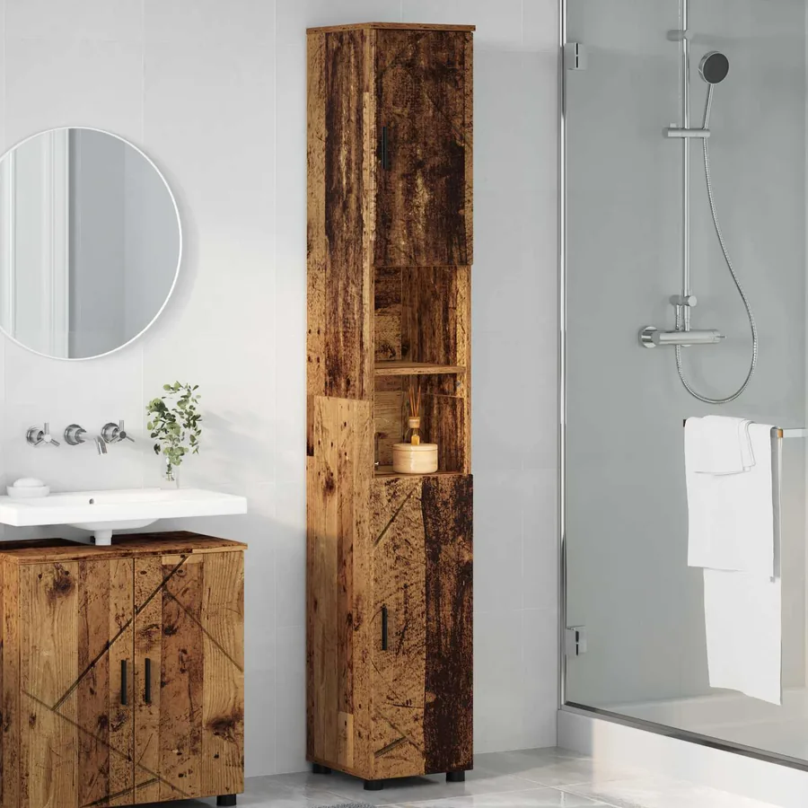 Cabinet de salle de bain Bois Ancien 30 x 35 x 192 cm - 4