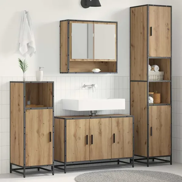 Ensemble de mobilier de salle de bain 4 pc Chêne artisanal