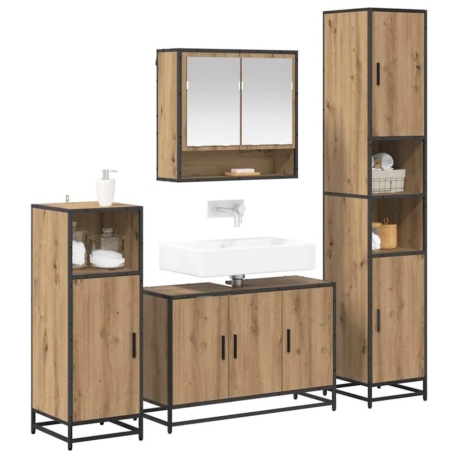 Ensemble de mobilier de salle de bain 4 pc Chêne artisanal - 3