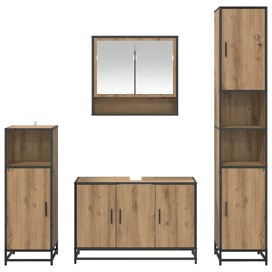 Ensemble de mobilier de salle de bain 4 pc Chêne artisanal - 9