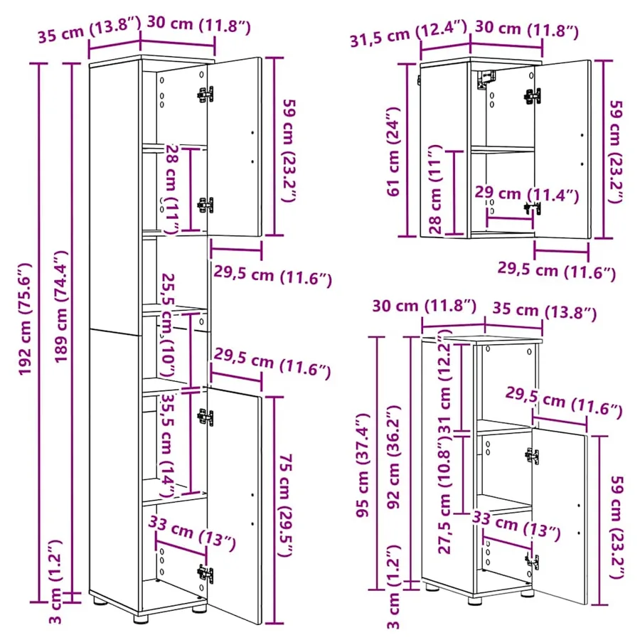 Ensemble de mobilier de salle de bain avec tiroir 5 pcs Blanc - 20