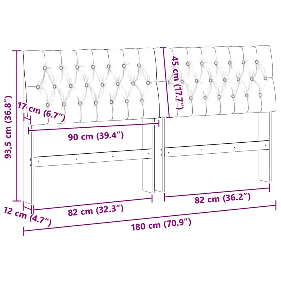 Tête de lit capitonnée Taupe 180 cm Pin massif - 11