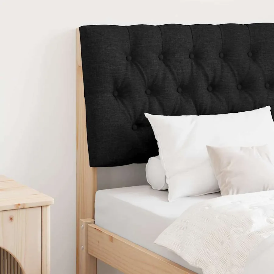 Tête de lit capitonnée Noir 75 cm Pin massif