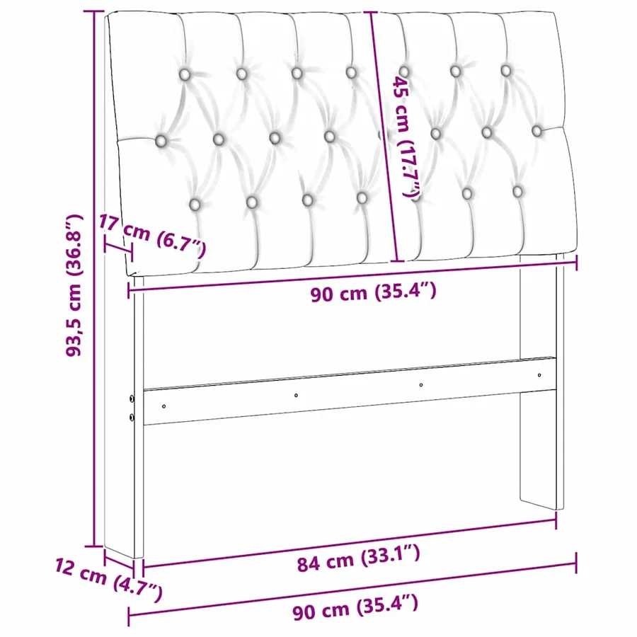 Tête de lit capitonnée Gris clair 90 cm Pin massif - 11