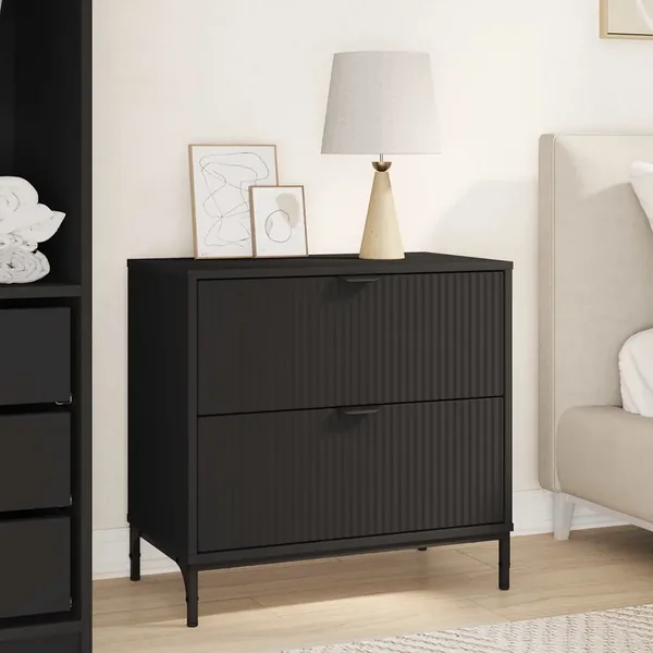 Table de chevet Noir 63,5 x 36 x 61 cm Bois d'ingénierie