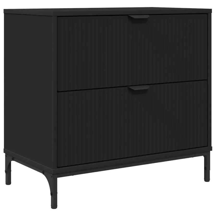 Table de chevet Noir 63,5 x 36 x 61 cm Bois d'ingénierie - 2