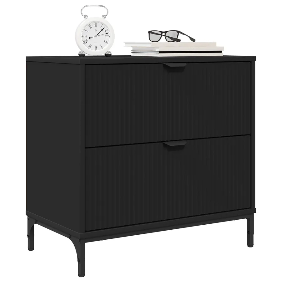 Table de chevet Noir 63,5 x 36 x 61 cm Bois d'ingénierie - 3