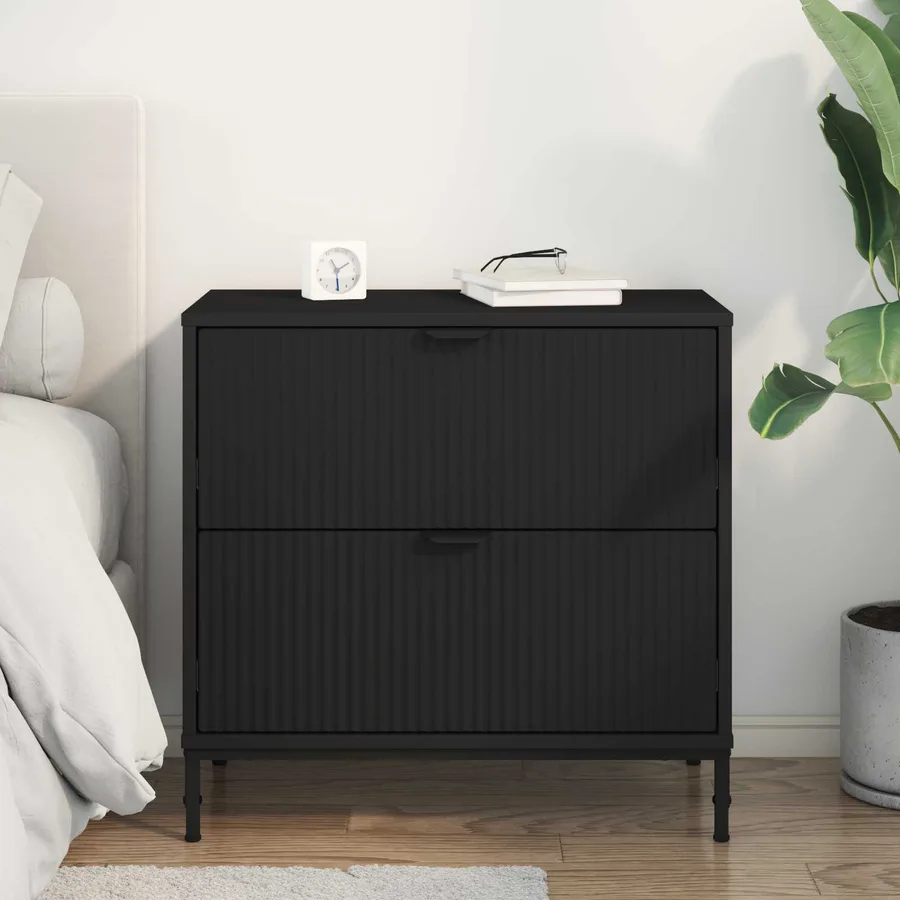 Table de chevet Noir 63,5 x 36 x 61 cm Bois d'ingénierie - 4