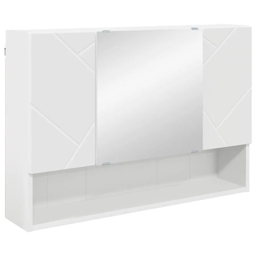 Armoire Miroir Blanc 80 x 17 x 55 cm Bois d'ingénierie - 2