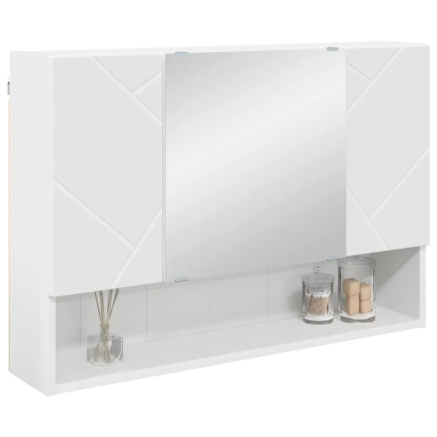 Armoire Miroir Blanc 80 x 17 x 55 cm Bois d'ingénierie - 3