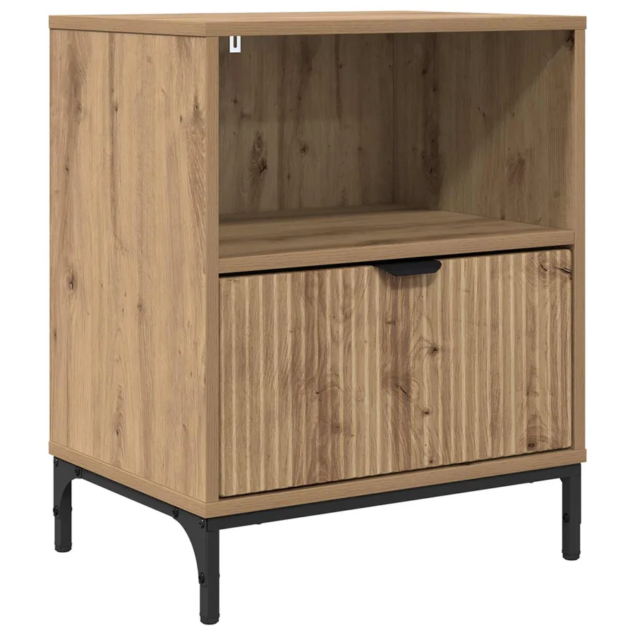 Cabinet de chevet chêne artisanal 49 x 36 x 61 cm - 2