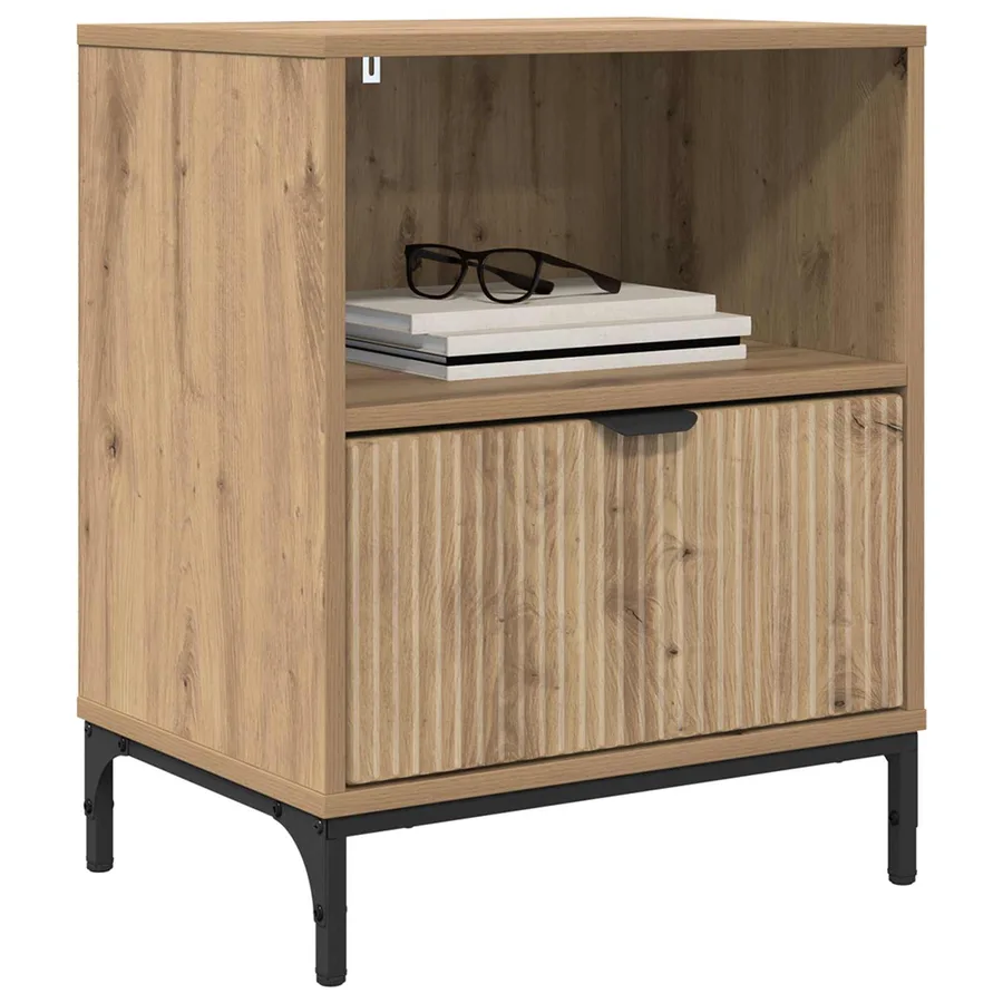 Cabinet de chevet chêne artisanal 49 x 36 x 61 cm - 3