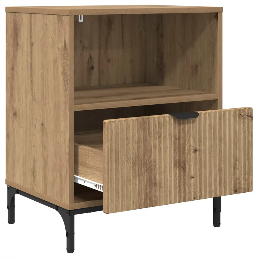 Cabinet de chevet chêne artisanal 49 x 36 x 61 cm - 5