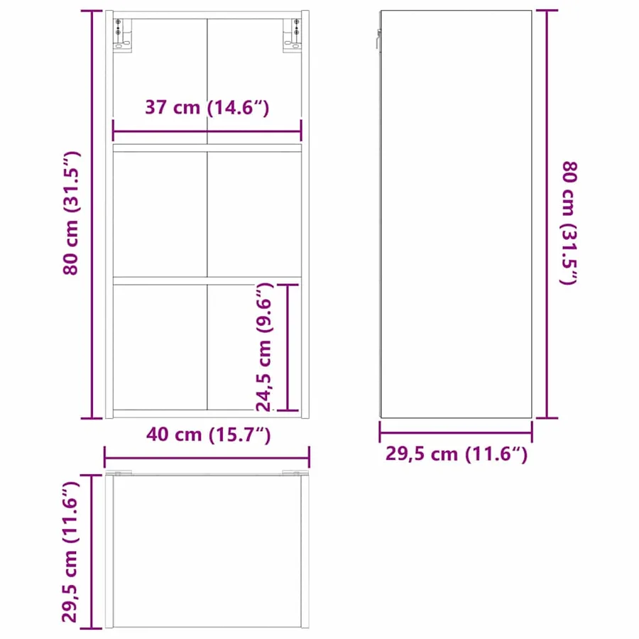 Armoire suspendue Chêne artisanal 40 x 29,5 x 80 cm - 13