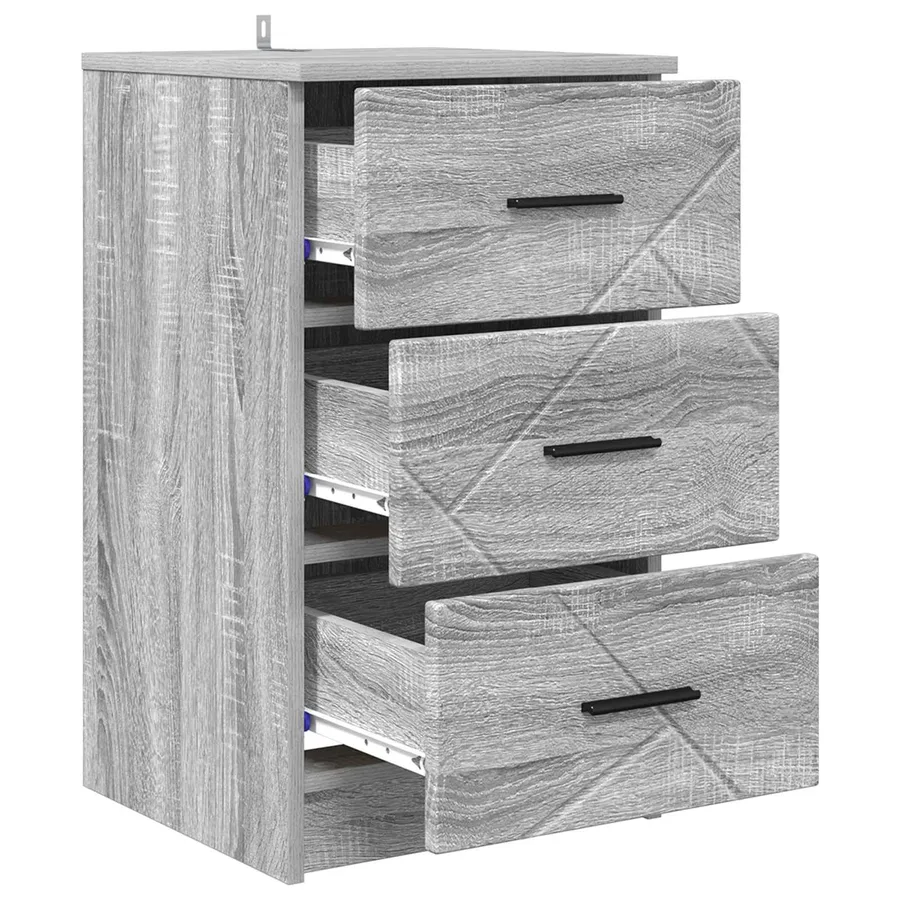 Cabinet de chevet Sonoma gris 38 x 38 x 66 cm Bois d'ingénierie - 5