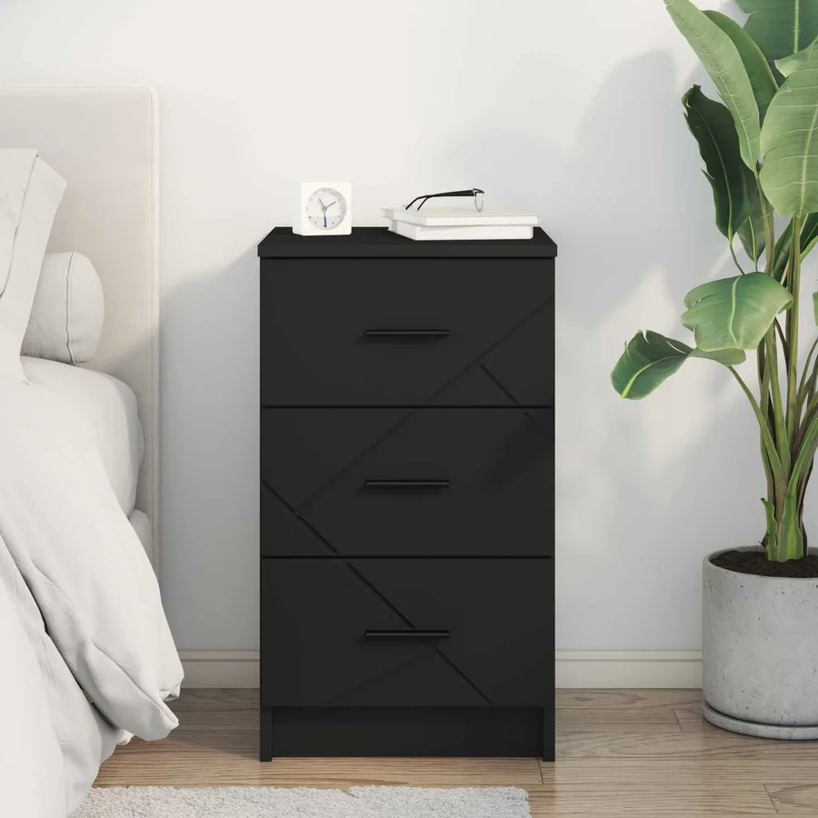 Cabinet de chevet Noir 38 x 38 x 66 cm Bois d'ingénierie - 4