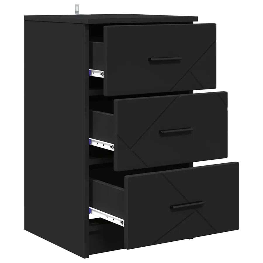 Cabinet de chevet Noir 38 x 38 x 66 cm Bois d'ingénierie - 5