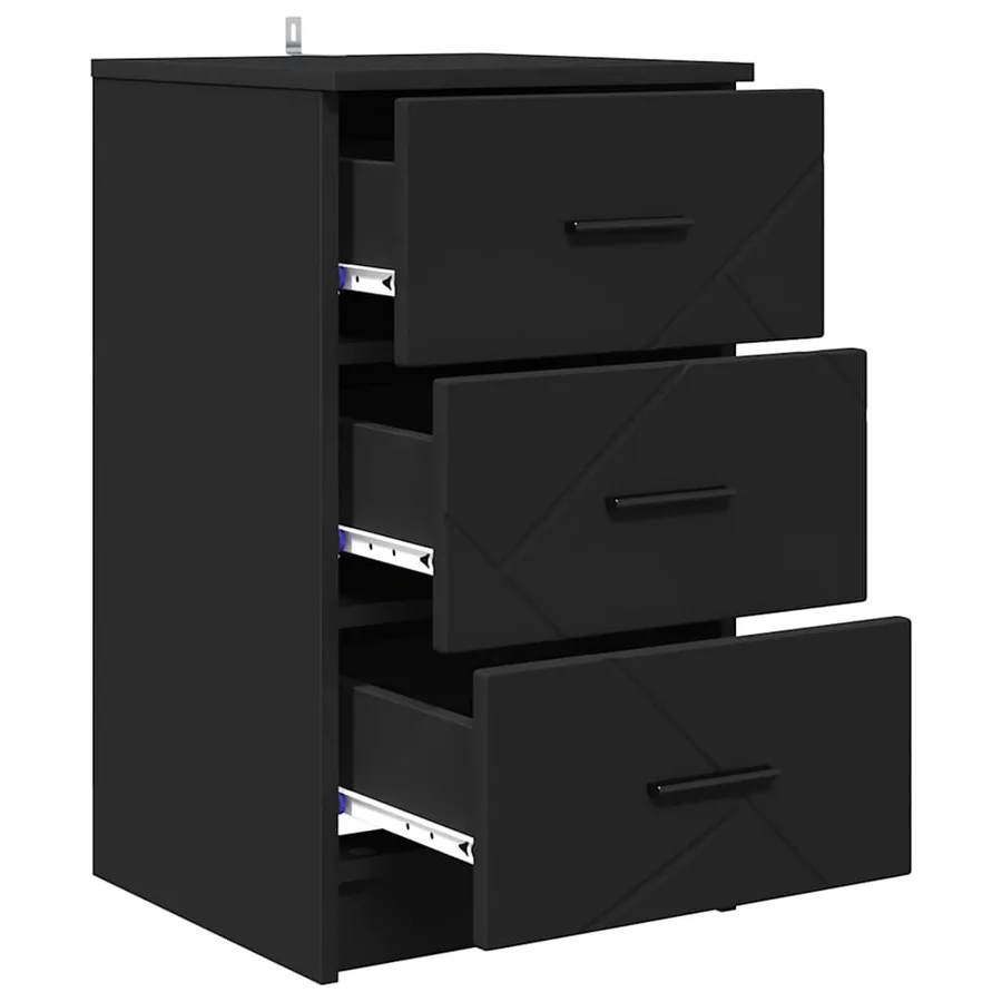 Cabinet de chevet Noir 38 x 38 x 66 cm Bois d'ingénierie - 6