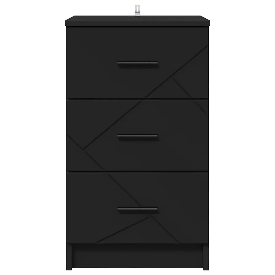 Cabinet de chevet Noir 38 x 38 x 66 cm Bois d'ingénierie - 7