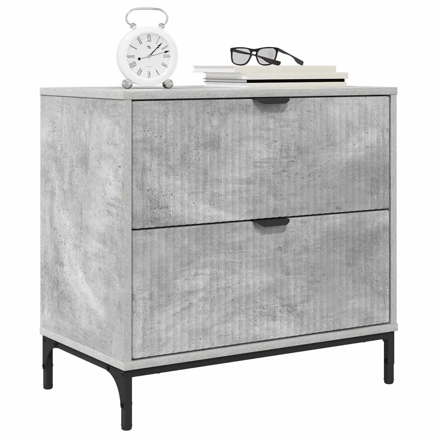 Table de chevet Gris béton 63,5 x 36 x 61 cm Bois d'ingénierie - 3