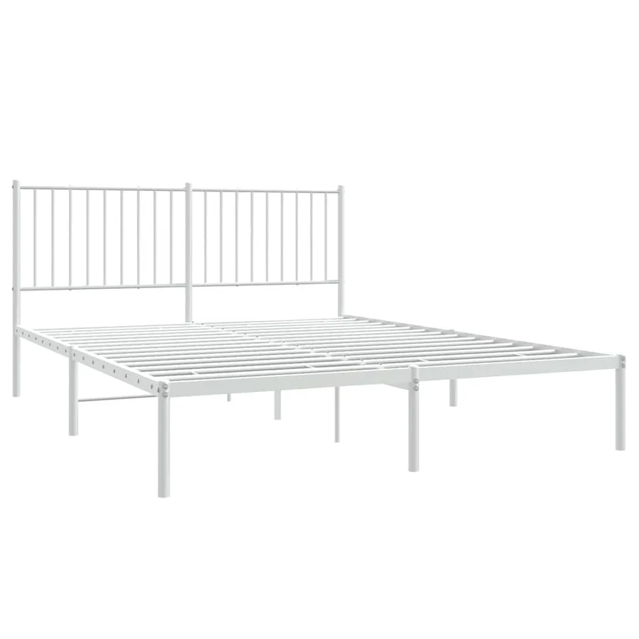 Cadre de lit métal sans matelas et tête de lit blanc 160x200 cm - 3