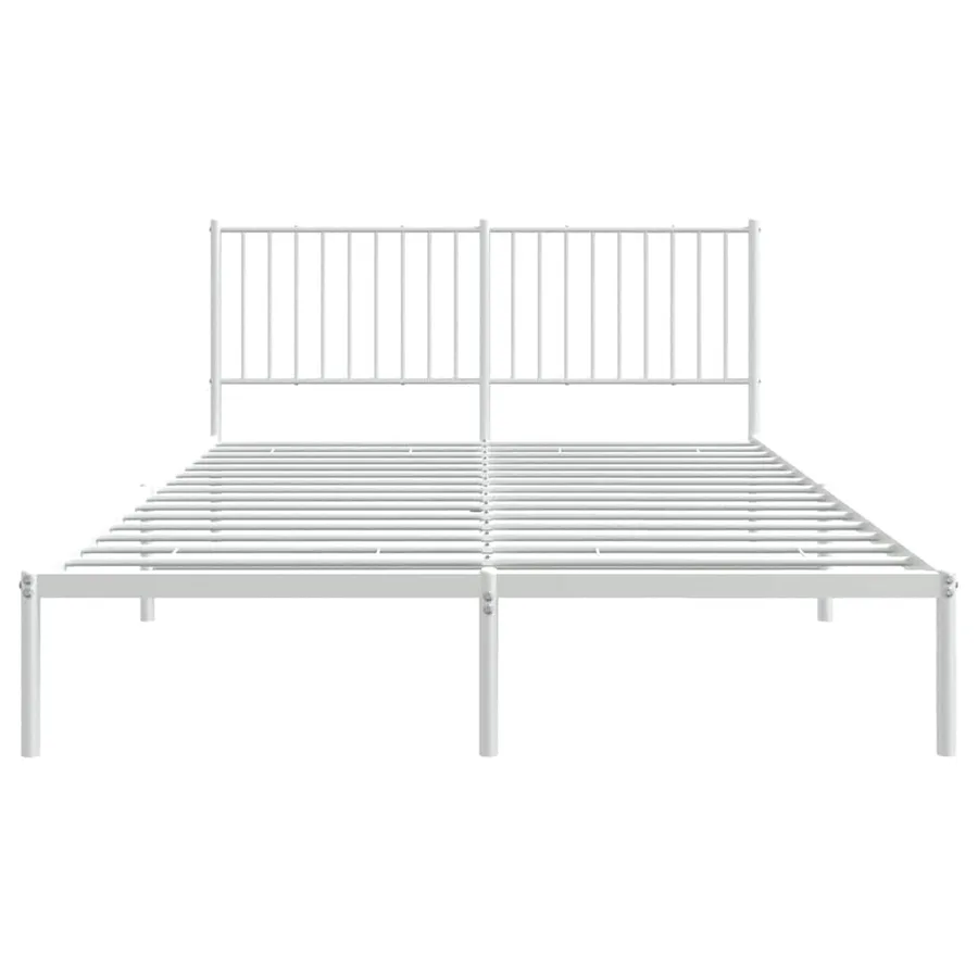 Cadre de lit métal sans matelas et tête de lit blanc 160x200 cm - 5