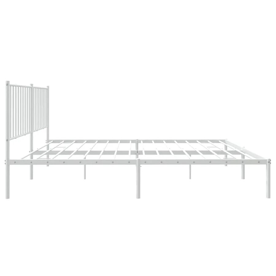 Cadre de lit métal sans matelas et tête de lit blanc 160x200 cm - 6
